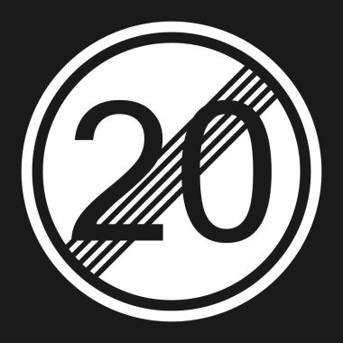 Sonunda en fazla hız sınırı 20 işareti düz simgesi