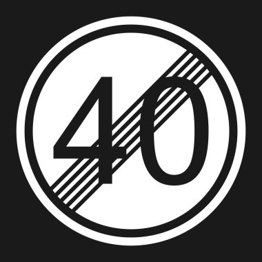 Sonunda en fazla hız sınırı 40 işareti düz simgesi