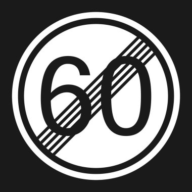 Sonunda en fazla hız limiti 60 işareti düz simgesi