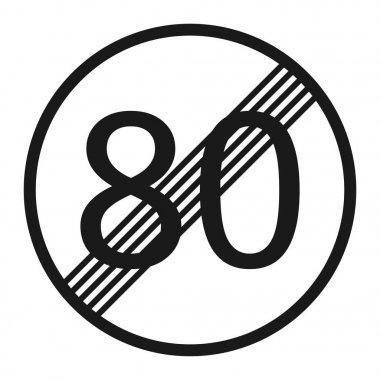 Sonunda en fazla hız sınırı 80 işareti satırı simgesi