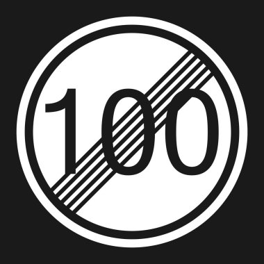 Sonunda en fazla hız sınırı 100 işareti düz simgesi