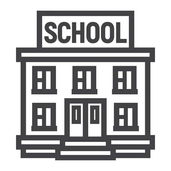Icono de la línea de construcción escolar, Educación y aprender — Vector de stock