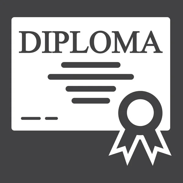 Diploma solid icon, Education and certificate — Stock Vector