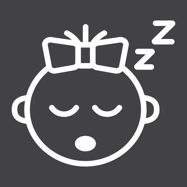 Bebé niña línea de sueño icono, niño y bebé — Archivo Imágenes Vectoriales