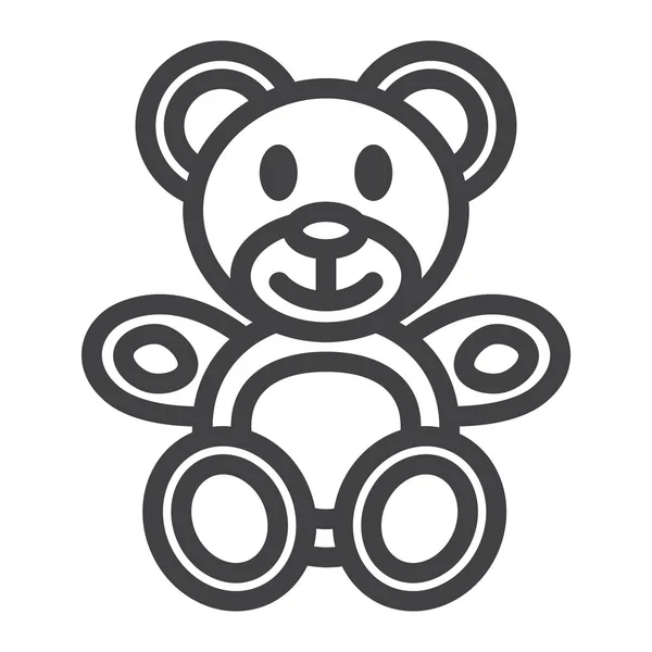 Icône de ligne d'ours en peluche, jouet peluche et bébé — Image vectorielle