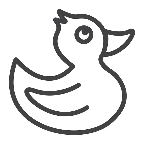 Icono de línea de pato de goma, juguete para bebé y ducha — Vector de stock