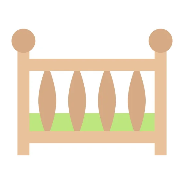 Berço de bebê ícone plana, berço e cama — Vetor de Stock