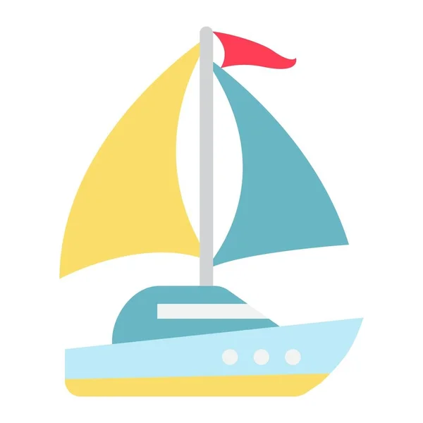 游艇平面图标、 旅行和旅游 — 图库矢量图片