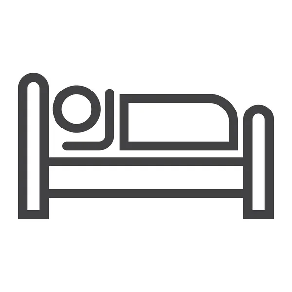 Persoon in bed en Hotel lijn pictogram — Stockvector