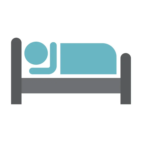 Persoon in bed en Hotel platte pictogram — Stockvector