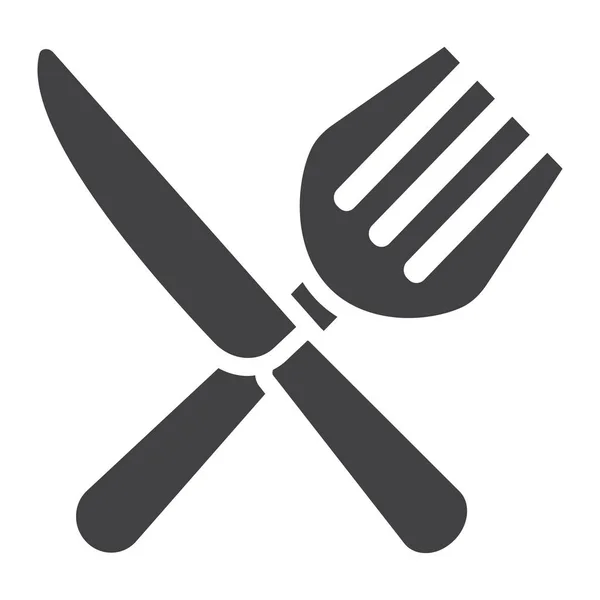 Fork and Knife solid icon, dinner and restaurant - Stok Vektor