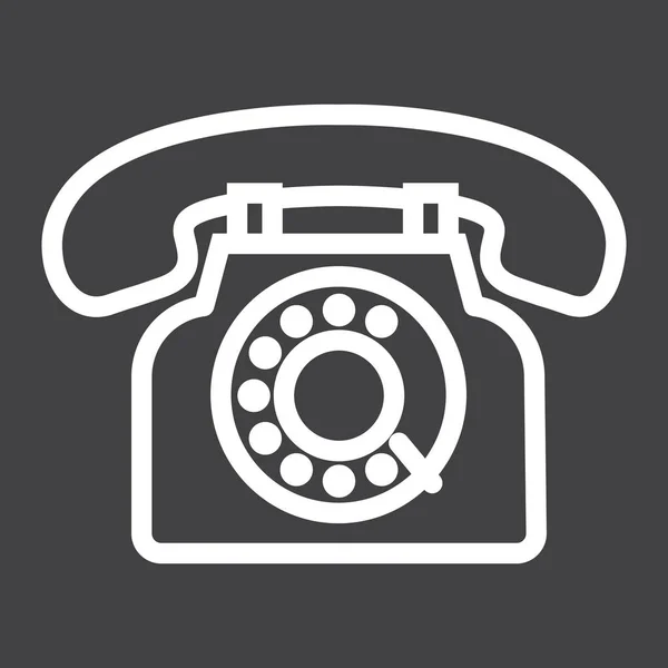 Icono de línea telefónica vintage, contáctenos y sitio web — Vector de stock