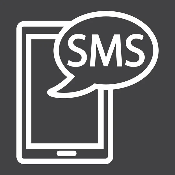 Icono de línea SMS, Contáctenos y sitio web — Vector de stock