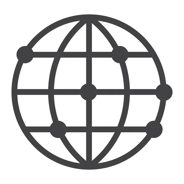 Ícone de linha mundial, globo e site — Vetor de Stock