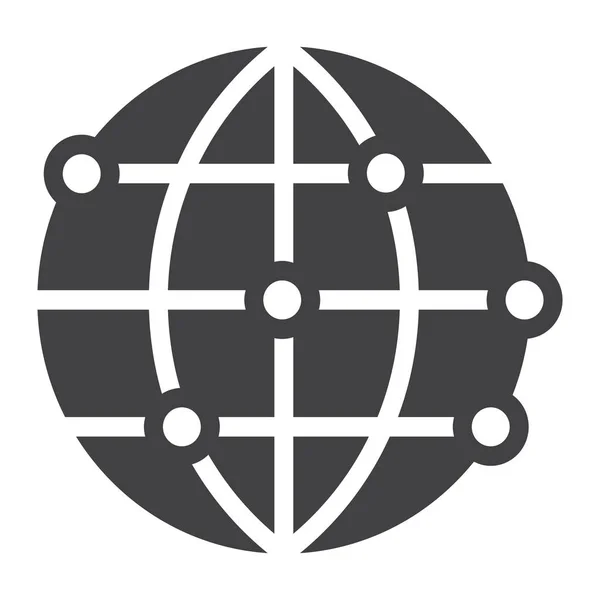 Всесвітня міцна іконка, глобус та веб-сайт — стоковий вектор