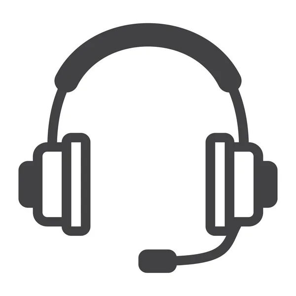 Icono de línea de auriculares, centro de llamadas y sitio web — Vector de stock