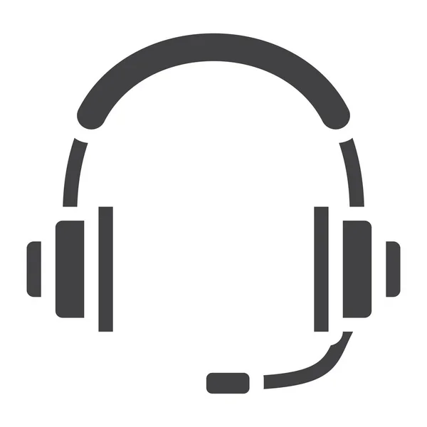 Auriculares icono sólido, centro de llamadas y sitio web — Vector de stock