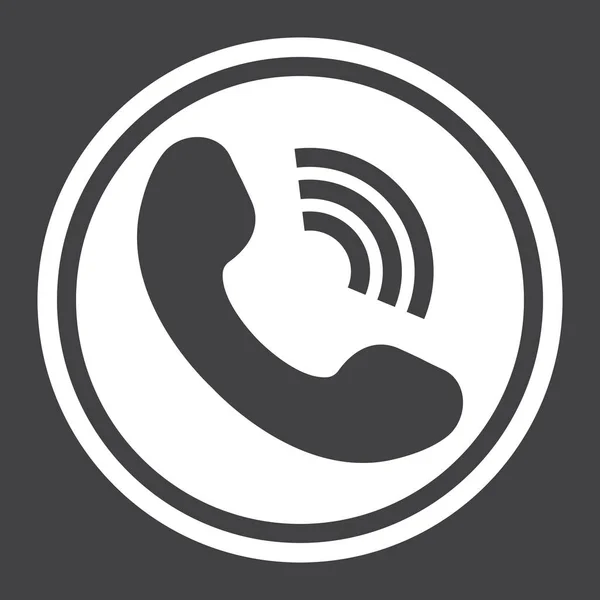 Icono sólido de llamada telefónica, póngase en contacto con nosotros y sitio web — Vector de stock