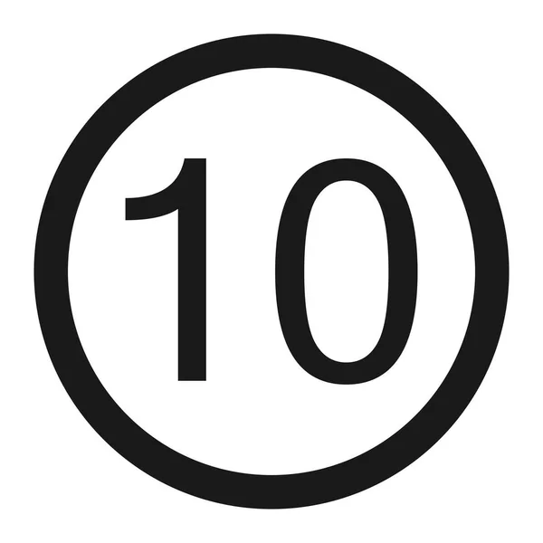 Maximum speed limit 10 sign line icon — Stock Vector