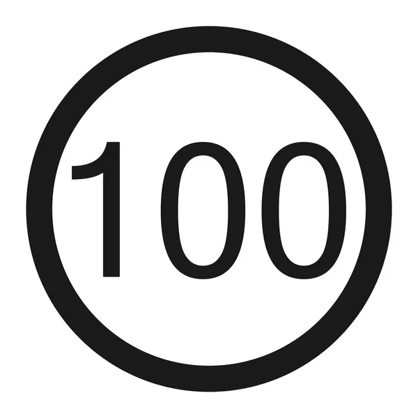 Batas kecepatan maksimum 100 ikon baris tanda - Stok Vektor