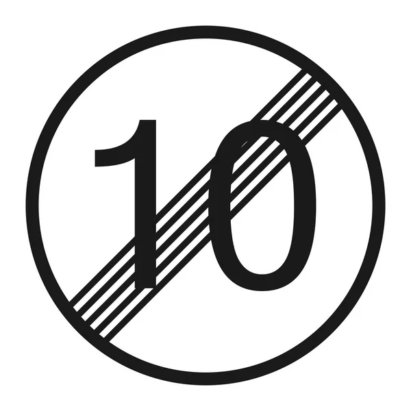 Ikona čáry znamení konce maximální rychlost 10 — Stockový vektor