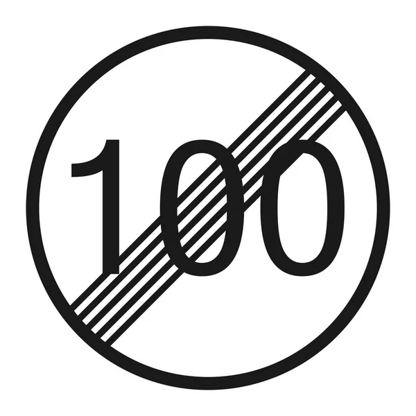 Końcu prędkości maksymalnej 100 znak linii ikona — Wektor stockowy