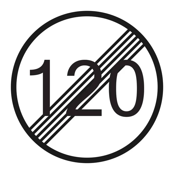 Einde maximumsnelheid 120 teken lijn pictogram — Stockvector