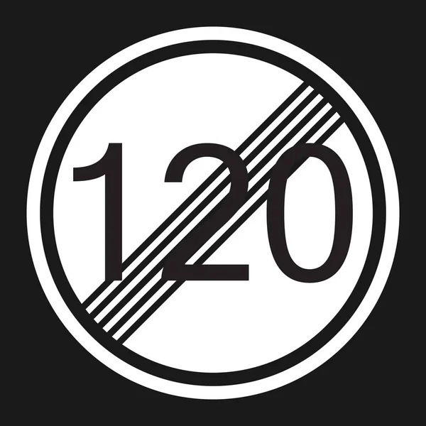 Ukončit omezení maximální rychlosti 120 znamení ploché ikony — Stockový vektor
