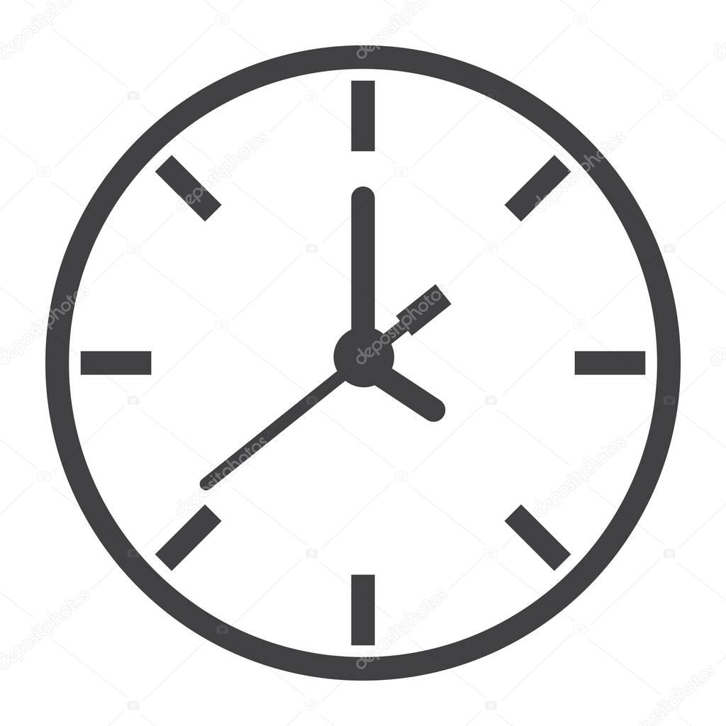 Clock line icon, time and website button,