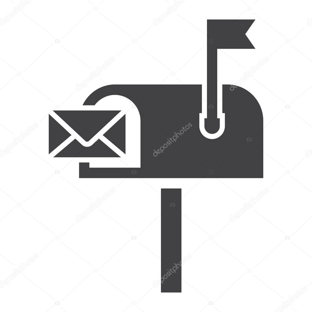 Mailbox solid icon, letter and website