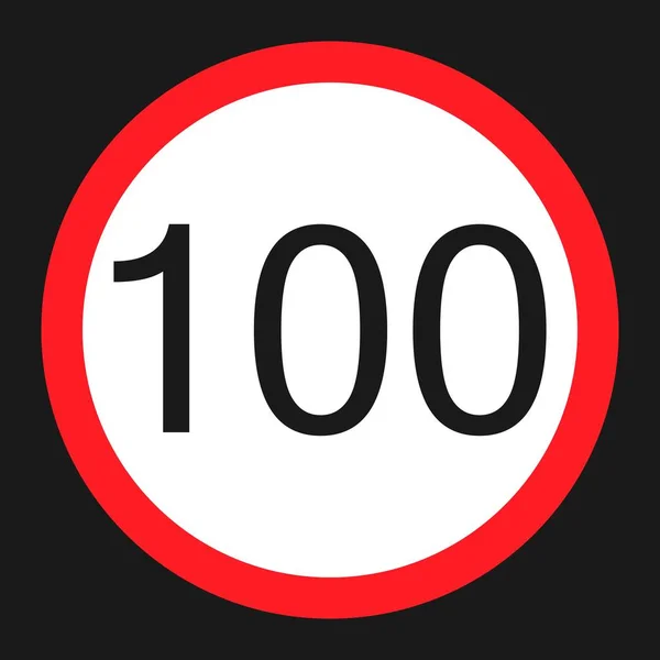 Límite de velocidad máximo 100 signo icono plano — Vector de stock