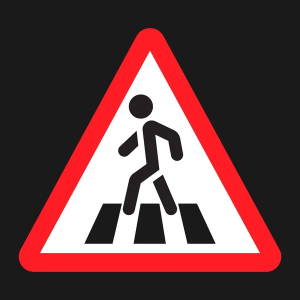 Пешеходный переход и знак пешеходного перехода плоская икона — стоковый вектор