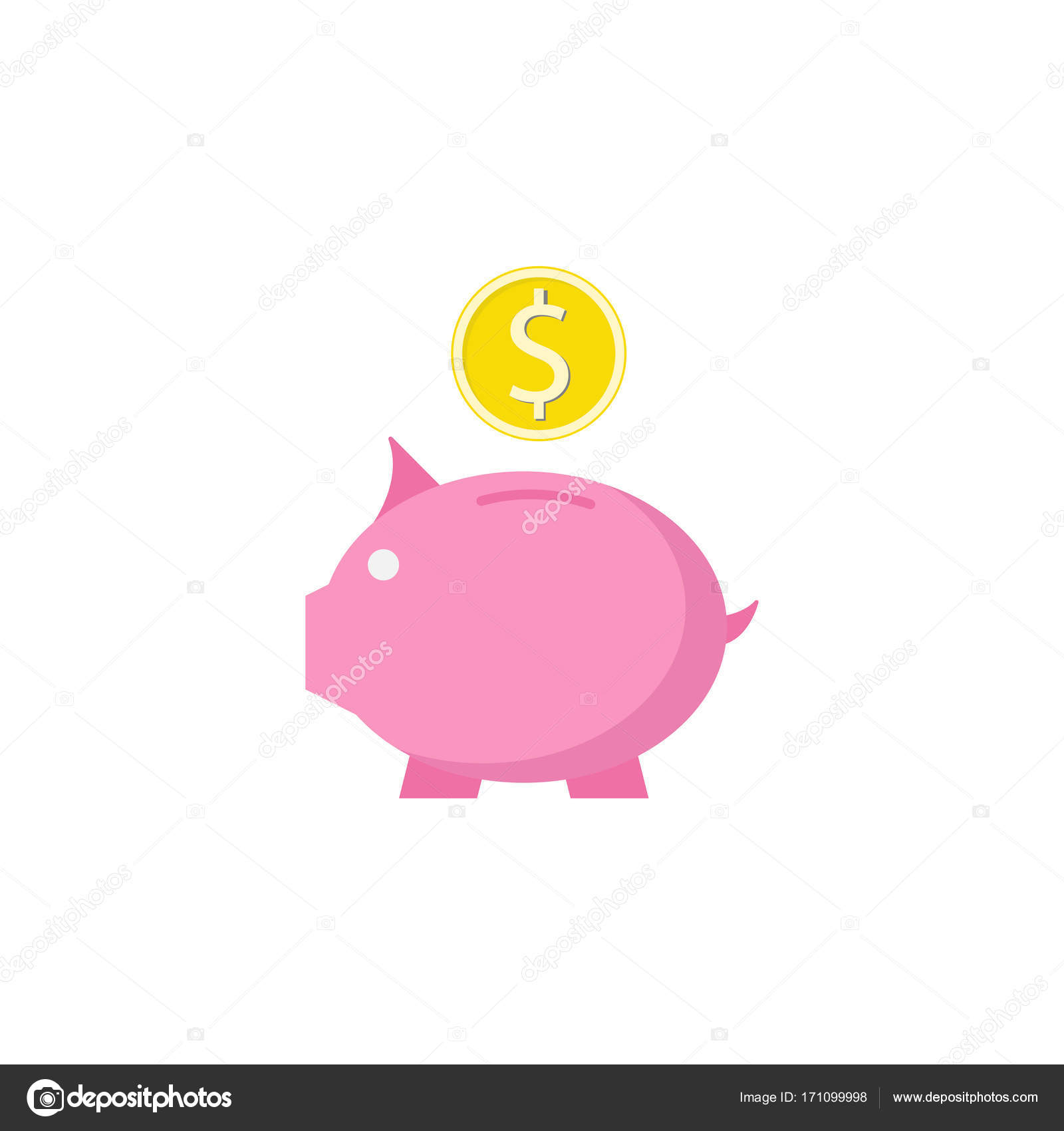 Piggy Box Flat Icon Finance And Business Stock Vector - 