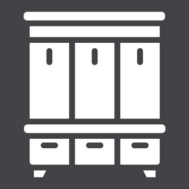 Koridordaki dolap katı simgesi, mobilya ve enteriyör