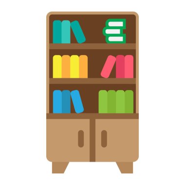 Kitaplık düz simgesi, mobilya ve enteriyör