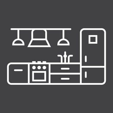 Mutfak mobilya satırı simgesi ve iç