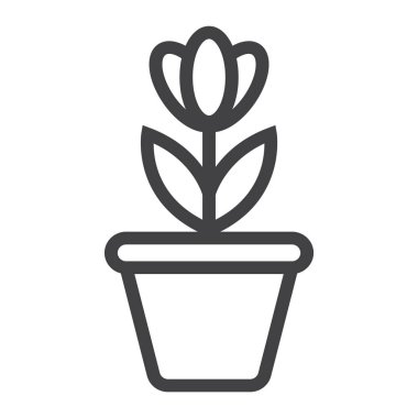 Pot satırı simgesi, bitki ve dekor çiçek