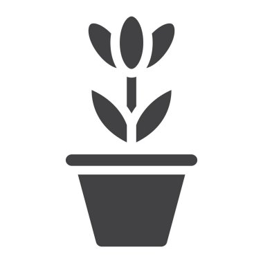 Pot katı simgesi, bitki ve dekor çiçek