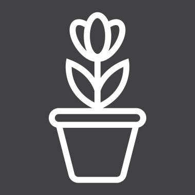 Pot satırı simgesi, bitki ve dekor çiçek