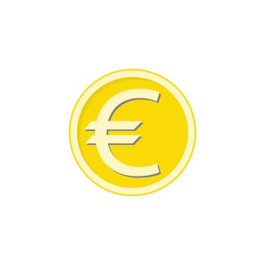 Altın euro para düz simgesi, finans ve iş