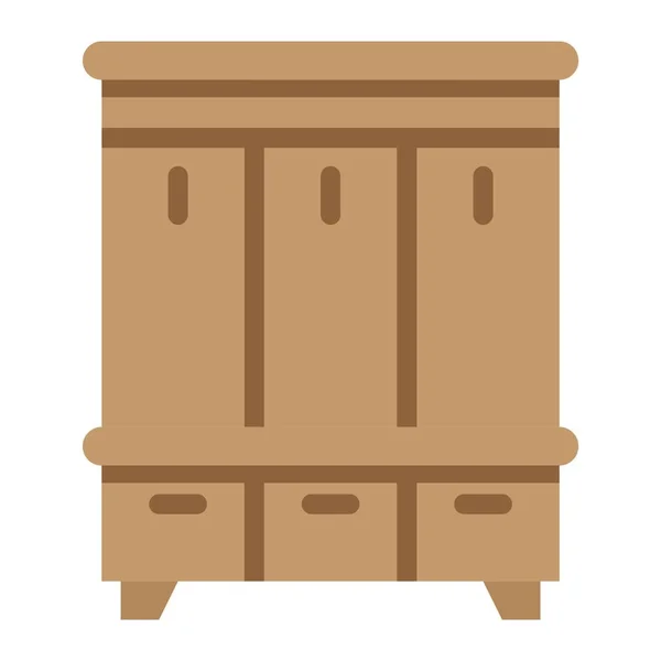 Chodbě skříň ploché ikony, nábytek a interiér — Stockový vektor