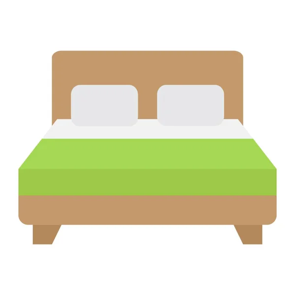 Tweepersoonsbed platte pictogram, meubelen en interieur — Stockvector