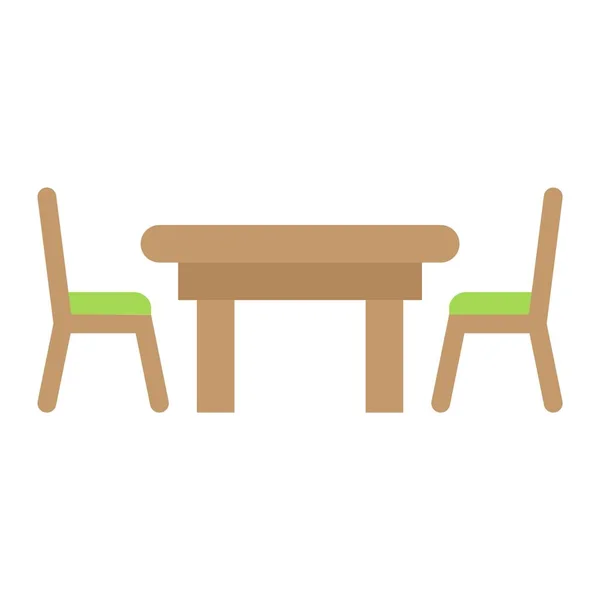 Mesa de comedor icono plano, Muebles e interior — Vector de stock