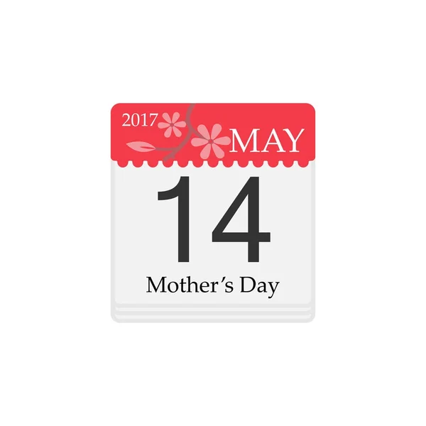 Calendrier vectoriel de la fête des mères, 14 mai, 2017 — Image vectorielle