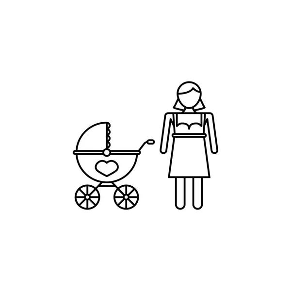 Frau mit Kinderwagen-Symbol — Stockvektor