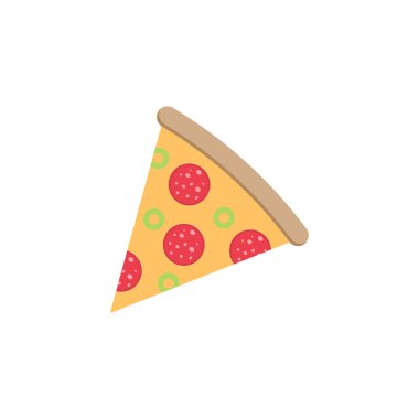 Pizza dilimi düz simgesi, yiyecek içecek öğeleri