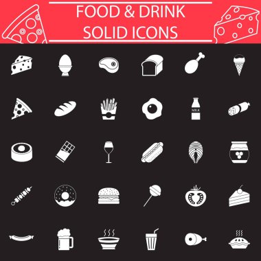 Yiyecek ve içecek katı Icon set