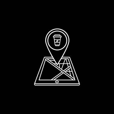 Gıda harita işaretçi satır simgesi, cep telefonu gps