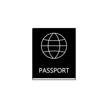 Pasaport katı simgesi, seyahat turizm vatandaş ve kimliği