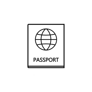 Pasaport satırı simgesi, seyahat turizm vatandaş ve kimliği